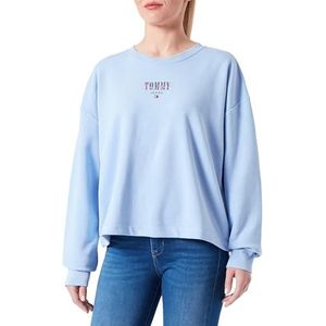 Tommy Jeans Heren TJW RLX ESSENTIAL LOGO CREW EXT, matig blauw, L, Matig blauw, XXS
