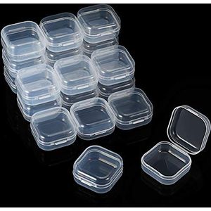 36 stuks rechthoekige doorzichtige kunststof containers, transparante kralendoos, sieradenopbergdoos met klapdeksel voor kleine voorwerpen, kralen sieraden (3,3 x 1,3 x 0,7 inch)