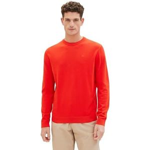 TOM TAILOR 1039810 gebreide trui voor heren met ronde hals (1 stuk), 13189 - Basic Red, M