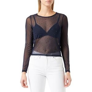 Trendyol Rechte damesblouse met lange mouwen, blauw, XS