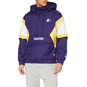 Starter Black Label Heren Color Block Half Zip Retro Jacket Windjack, Starter Purple/Wht/Buff Yellow, XXL