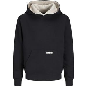 JACK&JONES JUNIOR JJELEGACY Sweat Hood NOOS JNR, Zwart/Detail: Moonbeam/Loose Fit, 152 cm