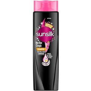 Sunsilk, Bye Bye Crespo Shampoo voor kroeshaar, geeft zacht, zichtbaar gezond en glanzend haar, Active Fusion-formule, verrijkt met macadamia-olie, elastine en biotine, 250 ml