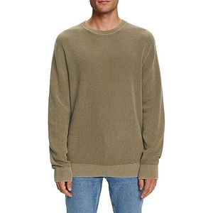 ESPRIT Pullover met ronde hals, 100% katoen, kakigroen, L