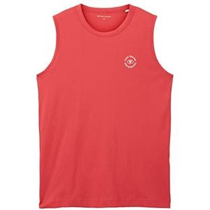 TOM TAILOR Basic tanktop voor heren met logo-print, 31045 - Soft Berry Red, M