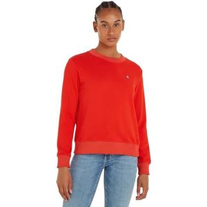 Calvin Klein Jeans Dames Ck Embro Badge Crewneck Sweatshirts, Vurig Rood, XS