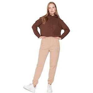 TRENDYOL Dames middelhoge tailleband skinny fit loose jogger joggingbroek, beige, S