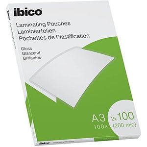 Ibico A3 Lamineerhoezen, Glanzend, 200 Micron, 100 Stuks, Glashelder, 627320
