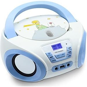Le Petit Prince 477176 CD-speler met USB-poort en audio-ingang, hoofdtelefoonuitgang, werkt op batterijen of netvoeding - blauw
