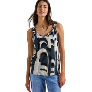STREET ONE - Top - Lichtbeige / Cyaan Blauw / Lichtblauw / Zwart - Mouwloos - V-hals