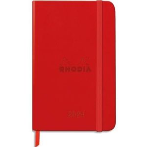 Rhodia Webplanner 2024 agenda met harde rand, A6, verticaal rooster, 160 pagina's, ivoorkleurig papier, 90 g, stevig omzoomd met elastiek - COQUELIQUOT