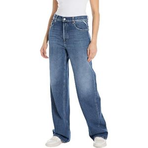Replay Dames Wide Leg Jeans Cary Rose Label, 009, medium blue., 26W x 32L