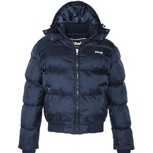 Schott NYC Chicago donsjack met capuchon, schotrand, marineblauw, XS voor volwassenen