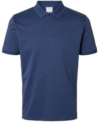 Selected Fave Button - Korte Mouw Poloshirt - Heren - Regular Fit - Gemerceriseerde Look
