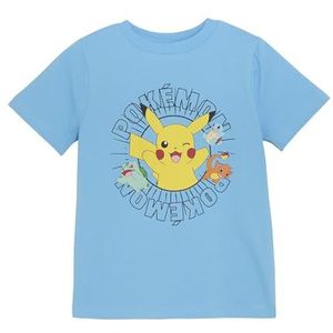 MINYMO Jongens T-shirt met korte mouwen met Pokémon-opdruk, blauw, 128 cm