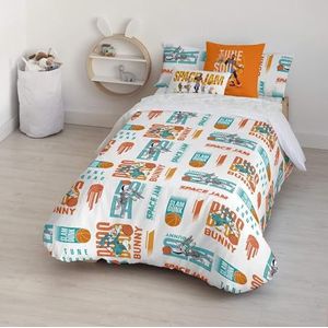 Belum Space Jam Dekbedovertrek met knopen, dekbedovertrek van 100% katoen, dekbedovertrek van 105 cm (180 x 240 cm)