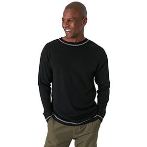 Trendyol Heren ronde hals effen oversized trui sweatshirt, Zwart, L