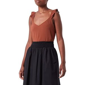 TOM TAILOR Denim Dames Top met ruches 1031749, 29566 - Nut Brown, S