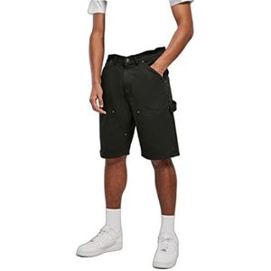 Urban Classics Double Knee carpenter shorts, korte herenbroek, carpenter-stijl in losse pasvorm, verkrijgbaar in meerdere kleuren, maten 30-44, zwart, 44