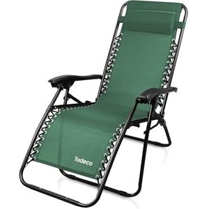 Sotech Strandstoel, opvouwbaar, zonnebad, ligstoel, kantelbaar, relaxstoel met kussen, maximale belasting 100 kg, 165 x 112 x 65 cm, groen