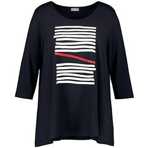 Samoon Dames 271004-26101 T-shirt, Navy patroon, 44, Navy patroon, 44