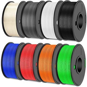 Sunlu PLA-filament, 3D-printerfilament, veelkleurig, 1,75 mm, netjes gewikkeld, PLA Plus-filament 2 kg, 8 stuks, 0,25 kg spoel, 8 kleuren, zwart, wit, grijs, transparant, rood, blauw, groen en oranje