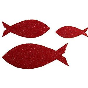 Petra's Bastel News 60-delige visset, 3 verschillende maten, glittervilt, eenzijdig glitter, fliz, rood, 18 x 12 x 5 cm