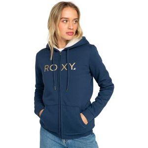 Roxy Dameshoodie met sherpa-voering en ritssluiting, Mood Indigo, XL
