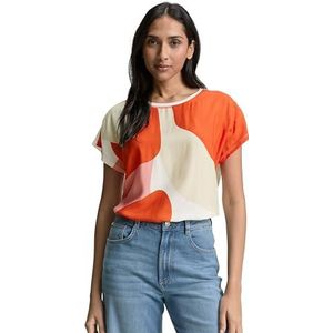 TOM TAILOR T-shirt voor dames, 38042 - Red Abstract Flower, XXL