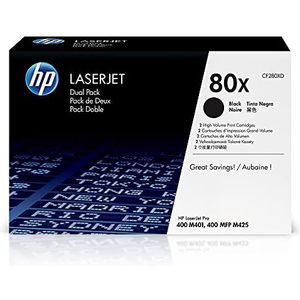 HP 80X Tonercartridge Zwart, 2-Pack (Hoge Capaciteit) (CF280XD) origineel van HP