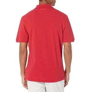 Amazon Essentials Men's Poloshirt van piqué-katoen met slanke pasvorm, Rood, S