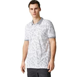 Koton Heren Polo Neck Floral Buttoned Short Sleeve Slim Fit T-shirt, Wit design (0d0), S