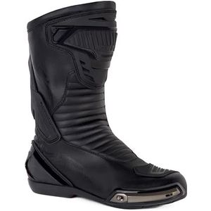 OZONE MOTO RS Motorlaarzen voor heren en dames, hielen, enkels en scheenbeenbeschermers, verstevigde schoenpunt, verwisselbare teenslijper, lange ritssluiting, maten tot 48, zwart, 36 EU