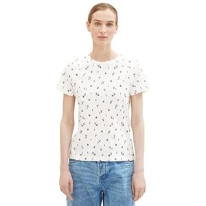 TOM TAILOR Dames T-shirt met patroon, 32691 - Offwhite Mixed Flower Design, L