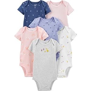Simple Joys by Carter's Baby-Girls 6-Pack korte mouwen rompertje, veelkleurig/vlinders/stippen/eenden/strepen, Preemie