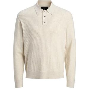 JACK & JONES Jprblaedgar Knit Polo Ls, Zilvervoering., XS