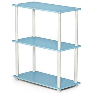 Furinno Turn-N-Tube 3-laags compact multifunctioneel rek voor planken, staande plank, lichtblauw/wit