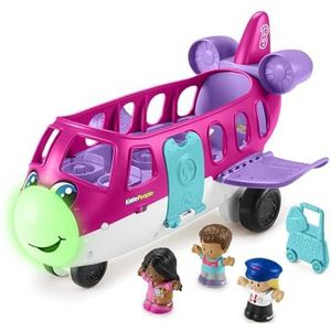 Fisher-Price Klein Barbie droomvliegtuig gepresenteerd door Little People met 1 vliegtuig, 1 Barbie, 1 Ken, 1 piloot en 1 bagage-element, meertalig, speelgoed voor kinderen, vanaf 2 jaar, HNK77