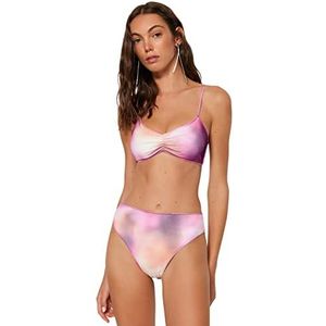 Trendyol FeMan Hoge Taille Normaal Trotter Bikinibroekje, Zeer Kleurrijk, 36, Zeer kleurrijk, 38
