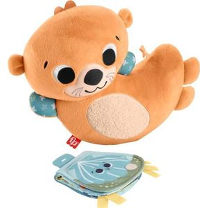 Fisher-Price Pluchen zintuiglijk speelgoed voor baby's, 2-in-1 Schommelende Otter met zacht boekje, voor baby's die op de buik spelen, HXG96