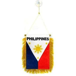 Filippijnse mini Banner 6'' x 4'' - Filippijnse PENNANT 15 x 10 cm - mini Banners 4x6 inch zuignap hanger - AZ FLAG