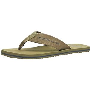 Tommy Hilfiger Heren Hilfiger 85 Beach Sandaal FM0FM05339 Flip Flops, Khaki, 9 UK, Kaki, 43 EU