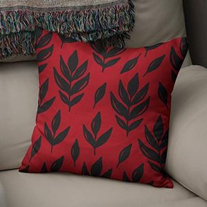 BonaMaison Decoratieve Kussensloop, Rood Zwart Kussenhoezen Bank, Zitkussen, Decoratieve Kussenhoesjes, Kussensloop; Sofa, Slaapkamer, Kantoor, Auto 43x43 Cm - Ontworpen en Vervaardigd in Turkije