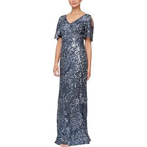 Alex Evenings dames lange sequin jurken voor speciale gelegenheden, antraciet, 40