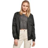 Build Your Brand - Windrunner - Dames Jas - Zwart - Basic Windbreaker met Capuchon