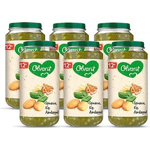 Olvarit Spinazie Kip Aardappel - babyhapje voor baby's vanaf 12+ maanden - 6x250 gram babyvoeding in een maaltijdpotje