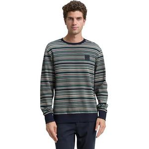 TOM TAILOR Sweatshirt voor heren, 38605 - Navy Multicolor Stripes, XXL