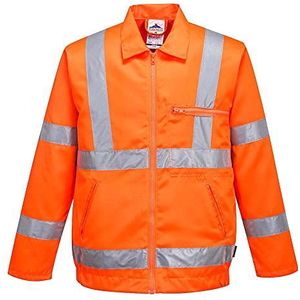 Portwest RT40 Hi-Vis Poly-Katoen Jack, RIS, Oranje, Grootte S