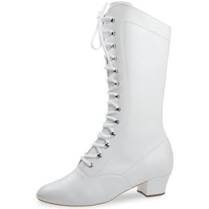 Diamant Garde danslaarzen voor dames, 209-434-033-Y, glad leer, wit, 280 mm schacht, blokhak van 3,7 cm, VarioSpin-zool, Made in Germany, Wit, 1 UK