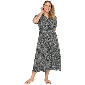 Trendyol vrouwen Trendyol Womens plus size maxi basic casual fit geweven plus size jurk Lange maten dames plus size maxi basic casual fit geweven plus size jurk, Zeer kleurrijk, 48/Stor